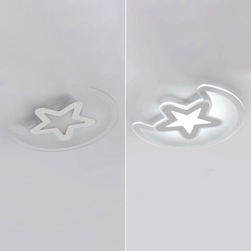 Moon And Star Flush Light 1 Light Acrylic Modern Flush Mount Ceiling Light Fixtures for Children Bedroom