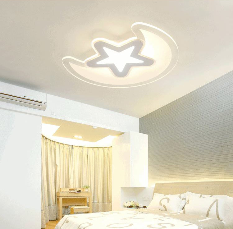 Moon And Star Flush Light 1 Light Acrylic Modern Flush Mount Ceiling Light Fixtures for Children Bedroom
