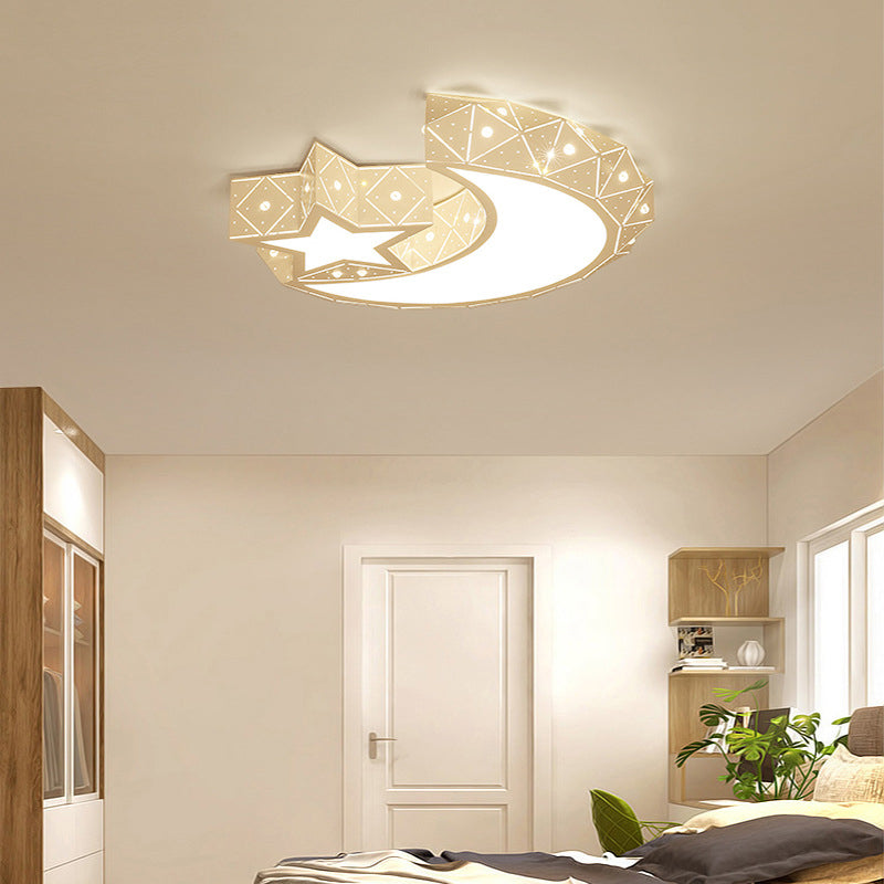Moon And Star Flush Mount Ceiling Light 1 Light Acrylic Modern Flush Mount Ceiling Light for Bedroom