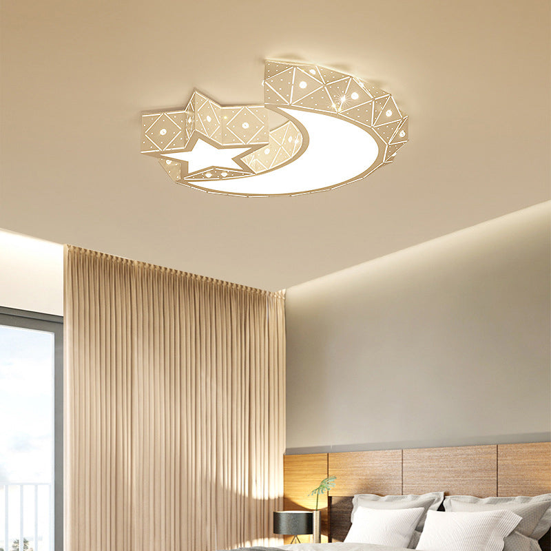 Moon And Star Flush Mount Ceiling Light 1 Light Acrylic Modern Flush Mount Ceiling Light for Bedroom