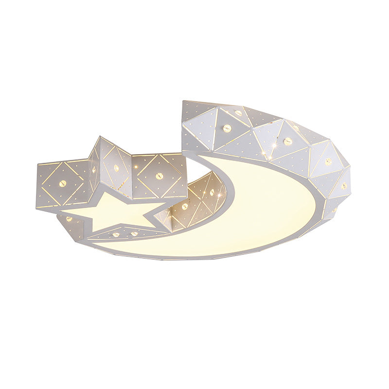 Moon And Star Flush Mount Ceiling Light 1 Light Acrylic Modern Flush Mount Ceiling Light for Bedroom