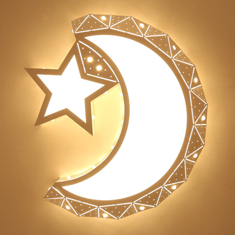 Moon And Star Flush Mount Ceiling Light 1 Light Acrylic Modern Flush Mount Ceiling Light for Bedroom
