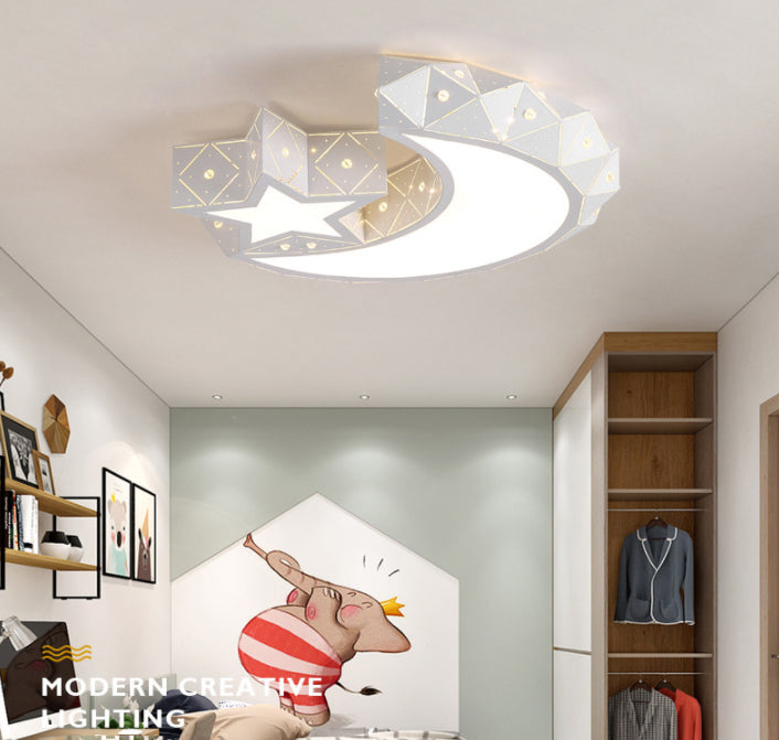 Moon And Star Flush Mount Ceiling Light 1 Light Acrylic Modern Flush Mount Ceiling Light for Bedroom