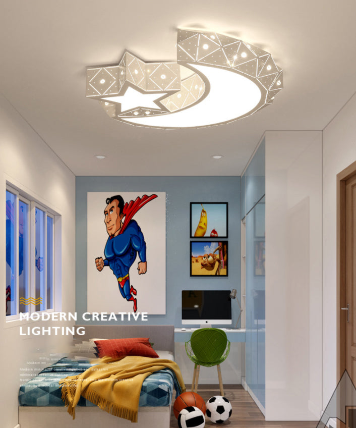 Moon And Star Flush Mount Ceiling Light 1 Light Acrylic Modern Flush Mount Ceiling Light for Bedroom