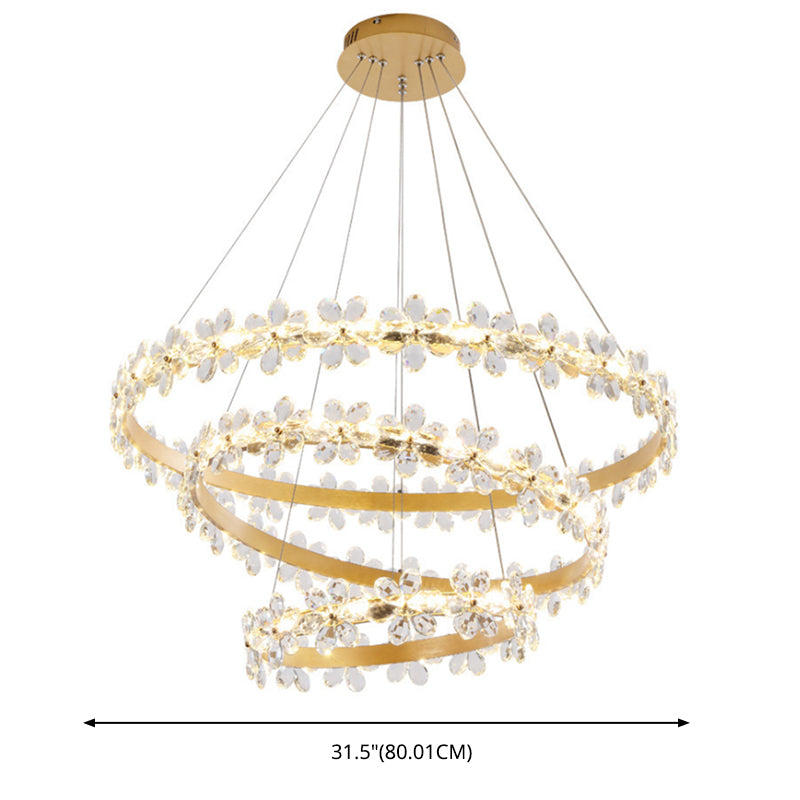Lámpara circular de la escalera flores cristal