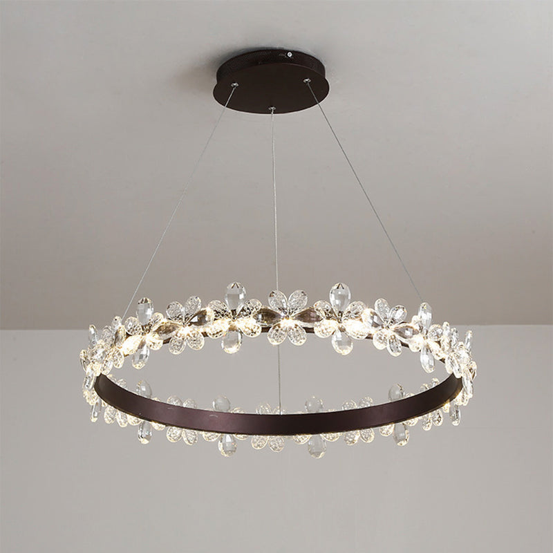 Lámpara circular de la escalera flores cristal