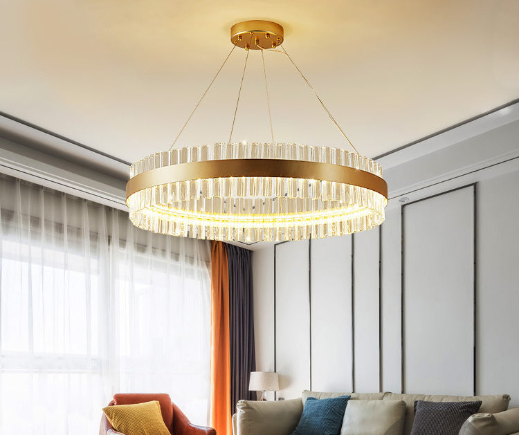 Lámpara de vidrio de cristal redondo de lámpara de oro de estilo sencillo lámparas colgantes para sala de estar