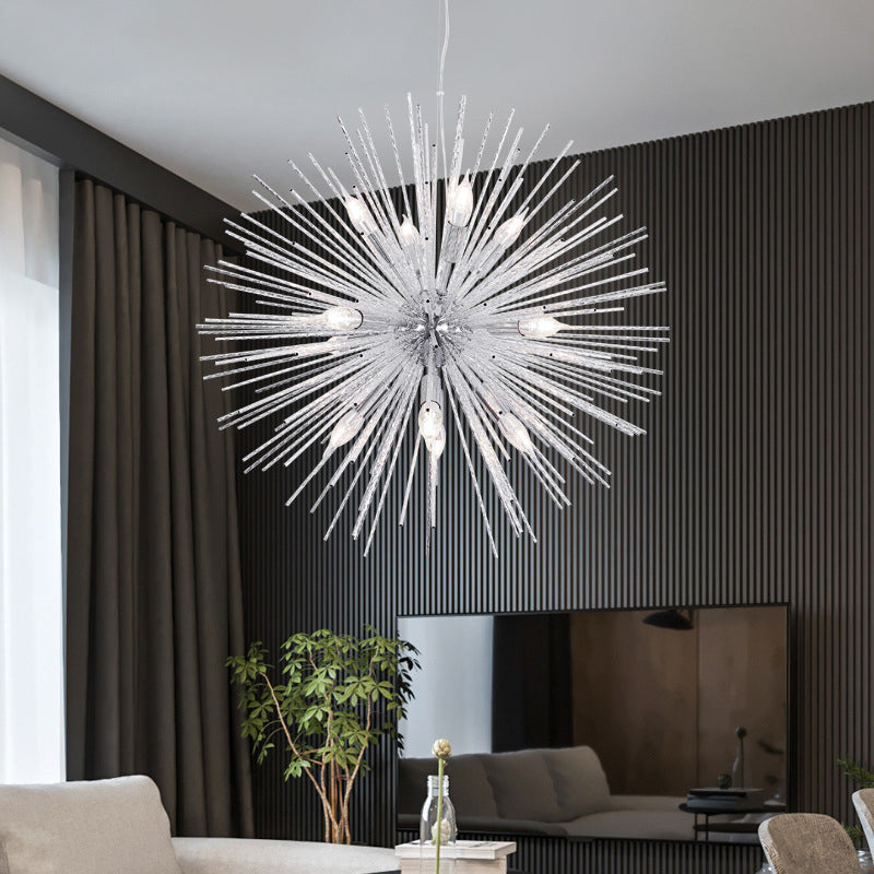 Postmodern Style Urchin Pendant Lighting Metal 8 Bulbs Living Room Hanging Chandelier
