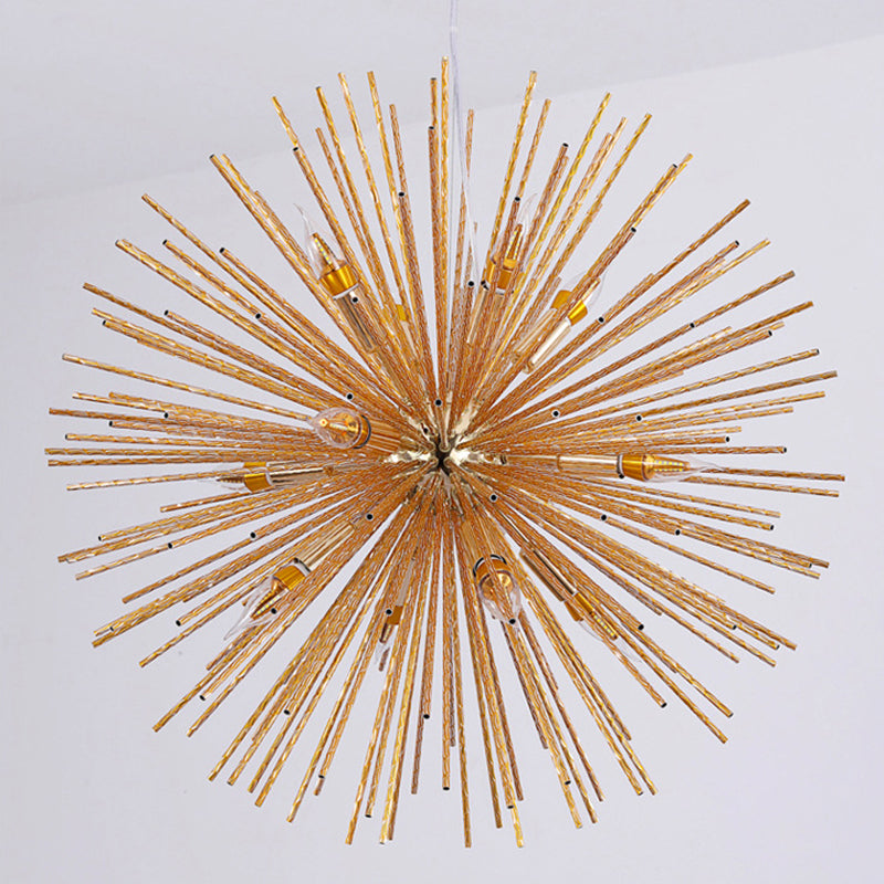 Postmodern Style Urchin Pendant Lighting Metal 8 Bulbs Living Room Hanging Chandelier