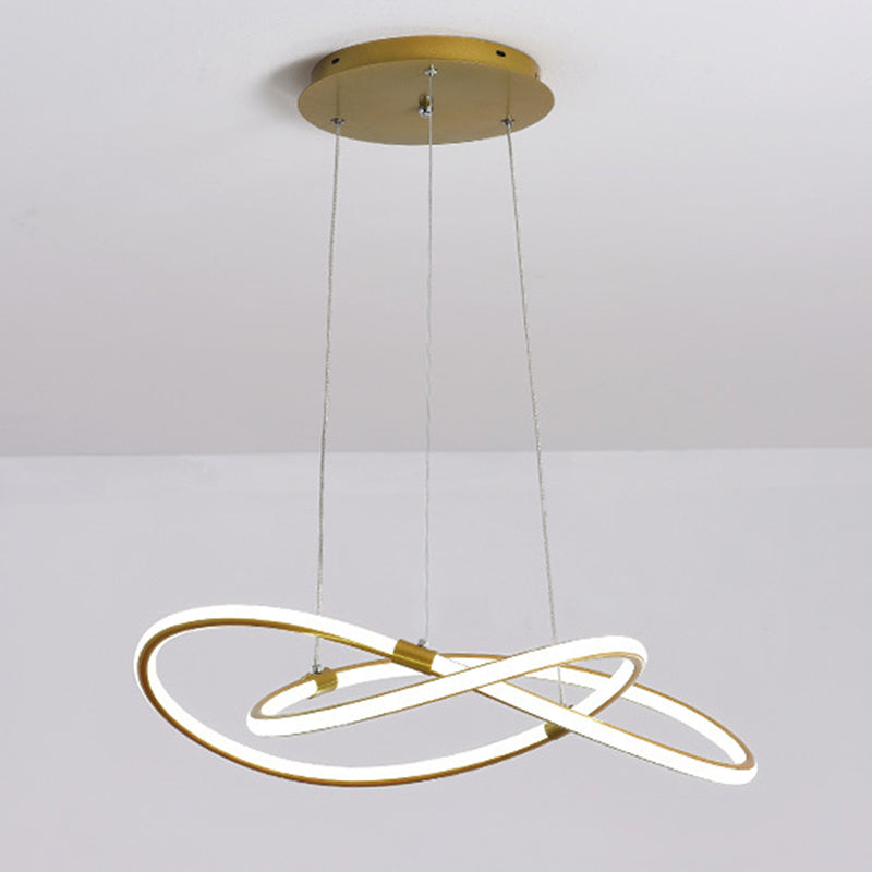 Minimalist Twist Chandelier Pendant Acrylic Living Room LED Suspension Lamp in Gold