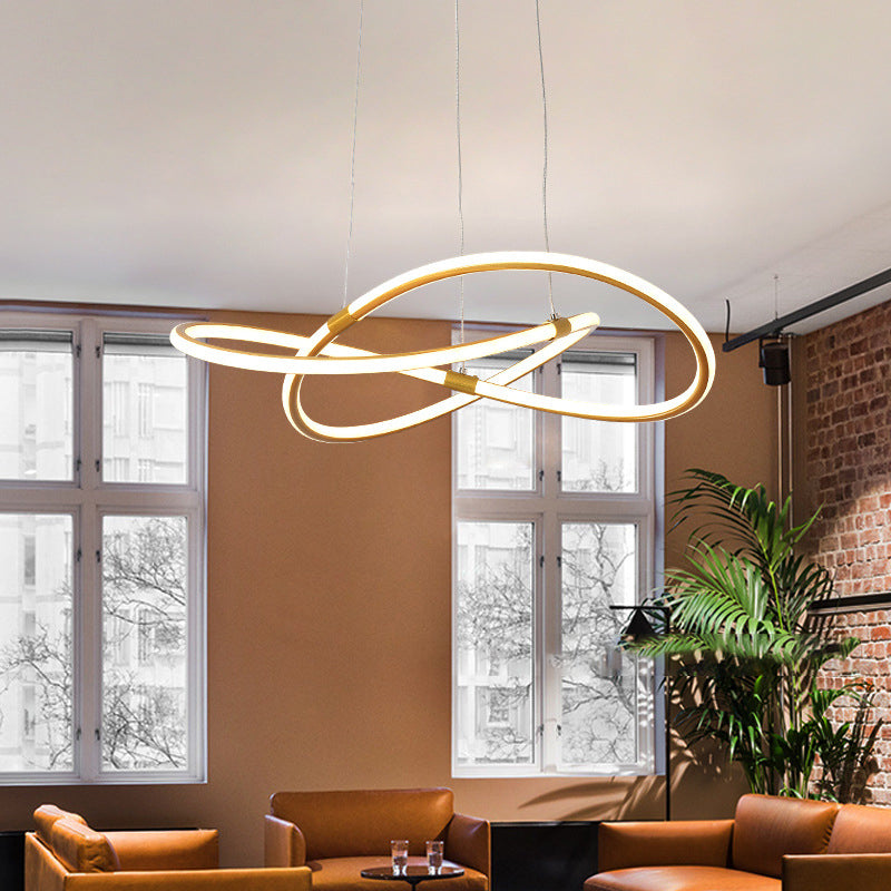 Minimalist Twist Chandelier Pendant Acrylic Living Room LED Suspension Lamp in Gold
