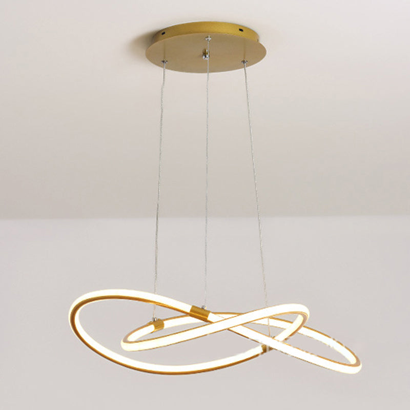 Minimalist Twist Chandelier Pendant Acrylic Living Room LED Suspension Lamp in Gold