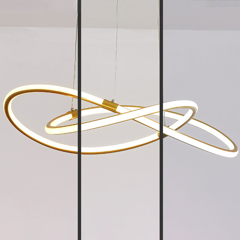 Minimalist Twist Chandelier Pendant Acrylic Living Room LED Suspension Lamp in Gold
