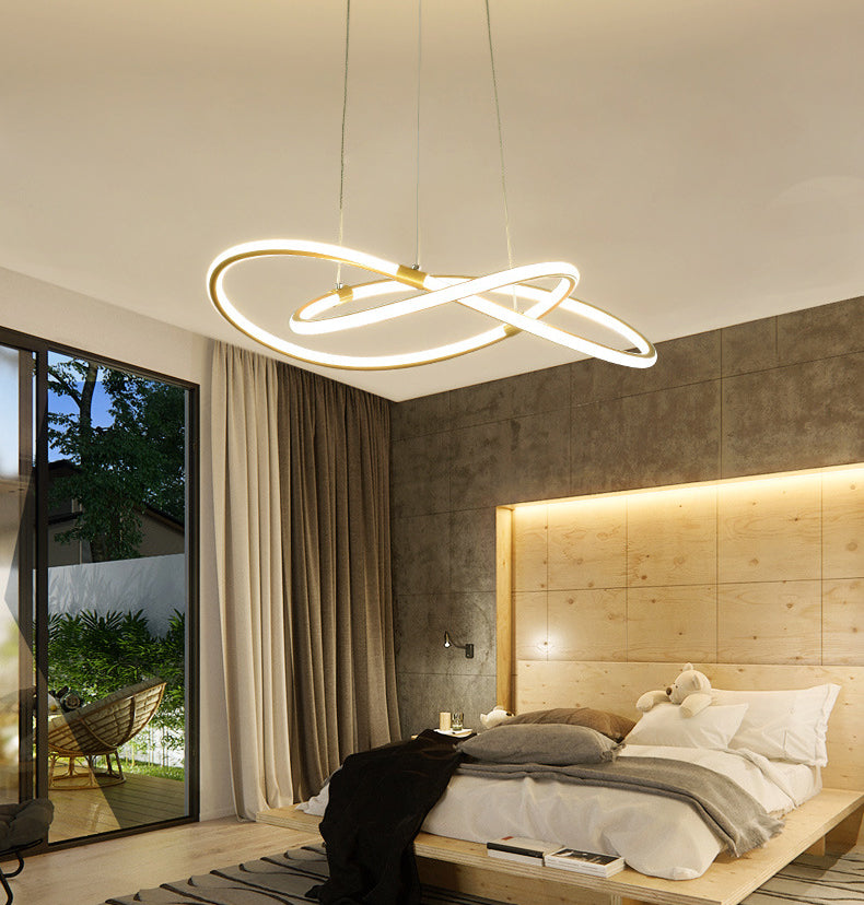 Minimalist Twist Chandelier Pendant Acrylic Living Room LED Suspension Lamp in Gold