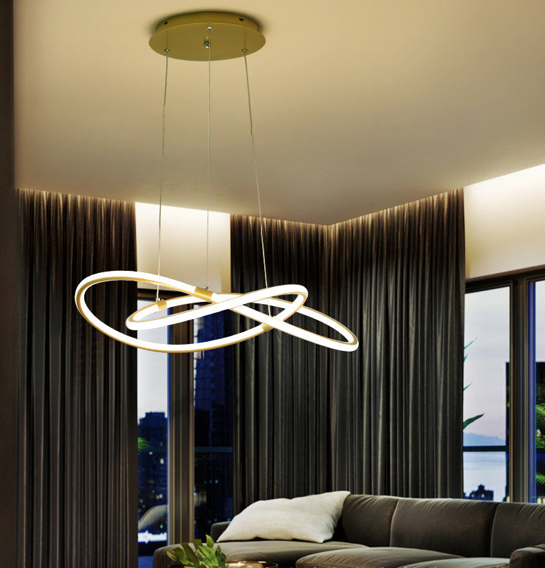 Minimalist Twist Chandelier Pendant Acrylic Living Room LED Suspension Lamp in Gold
