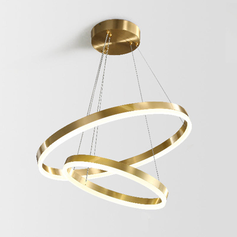 Ring Shaped Bedroom Chandelier Acrylic Minimalist LED Hanging Pendant Light in Gold