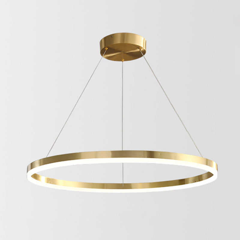 Ring Shaped Bedroom Chandelier Acrylic Minimalist LED Hanging Pendant Light in Gold