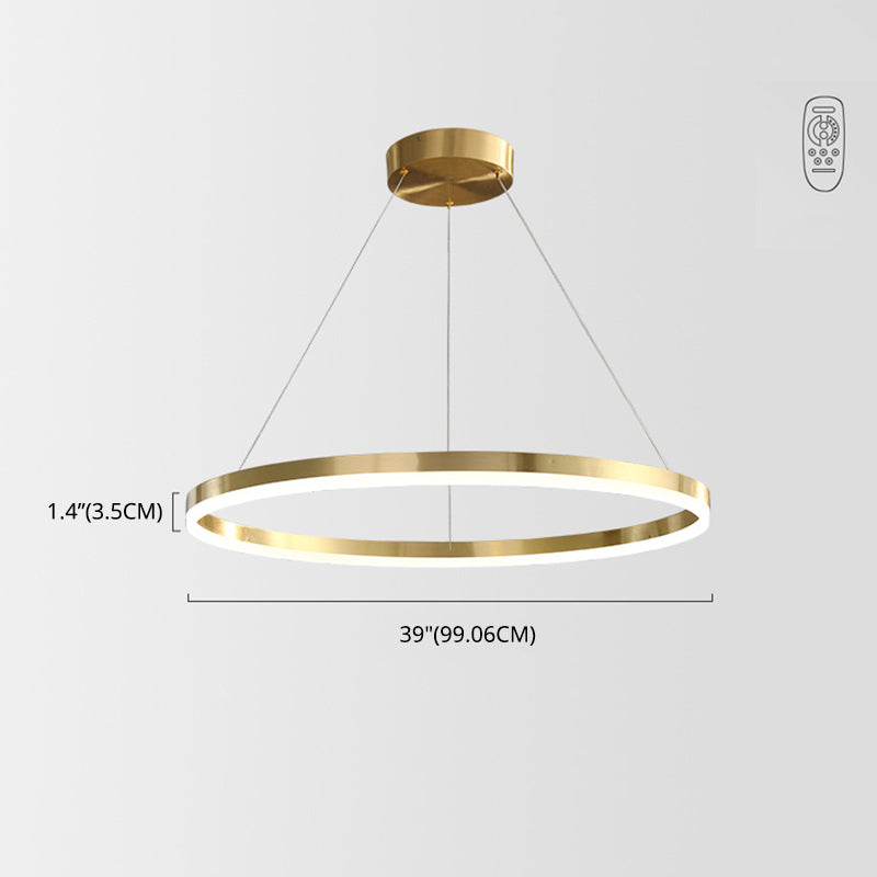 Ring Shaped Bedroom Chandelier Acrylic Minimalist LED Hanging Pendant Light in Gold