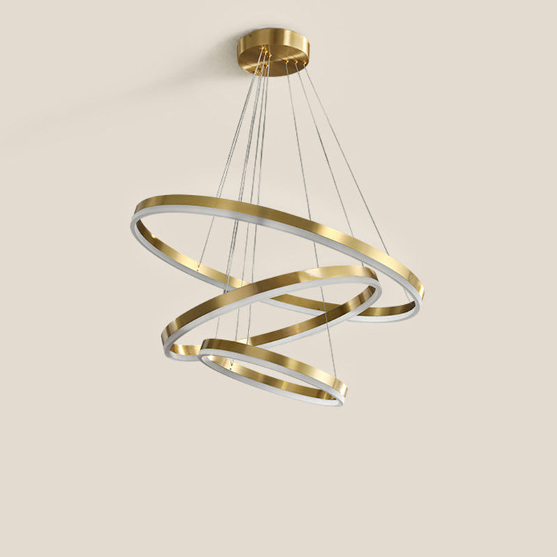 Ring Shaped Bedroom Chandelier Acrylic Minimalist LED Hanging Pendant Light in Gold