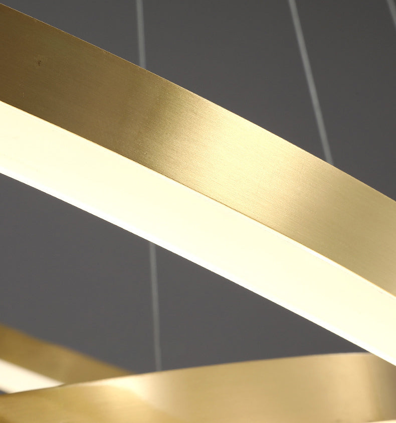 Ring Shaped Bedroom Chandelier Acrylic Minimalist LED Hanging Pendant Light in Gold