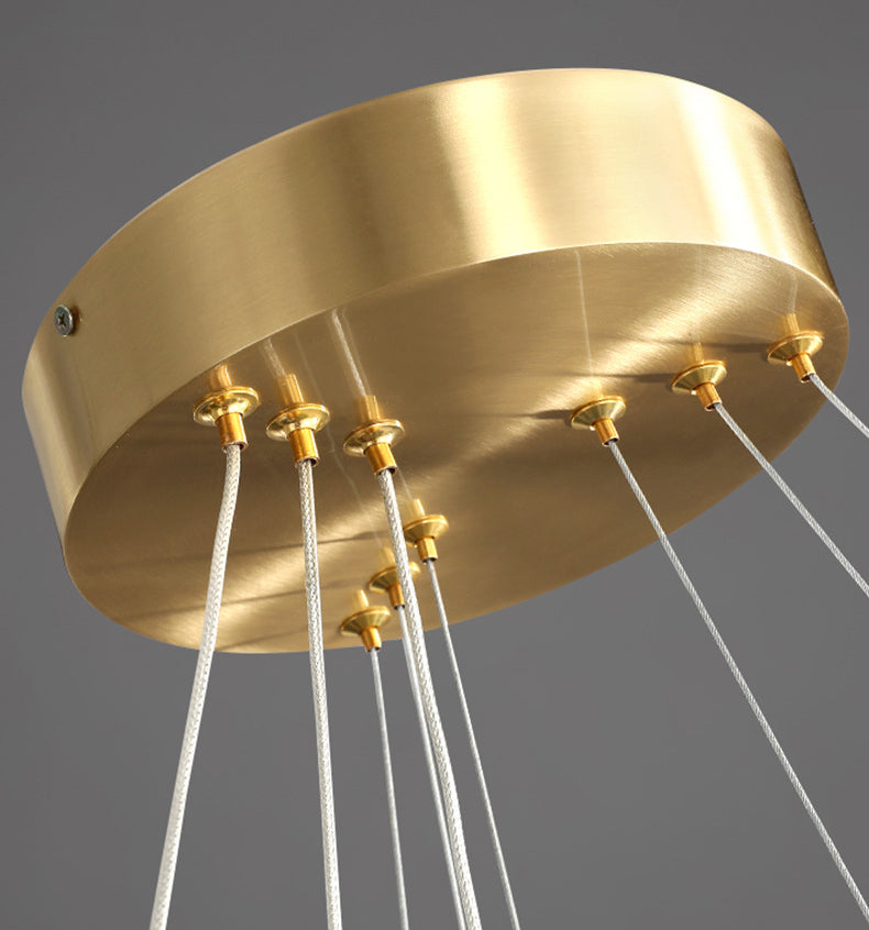 Ring Shaped Bedroom Chandelier Acrylic Minimalist LED Hanging Pendant Light in Gold