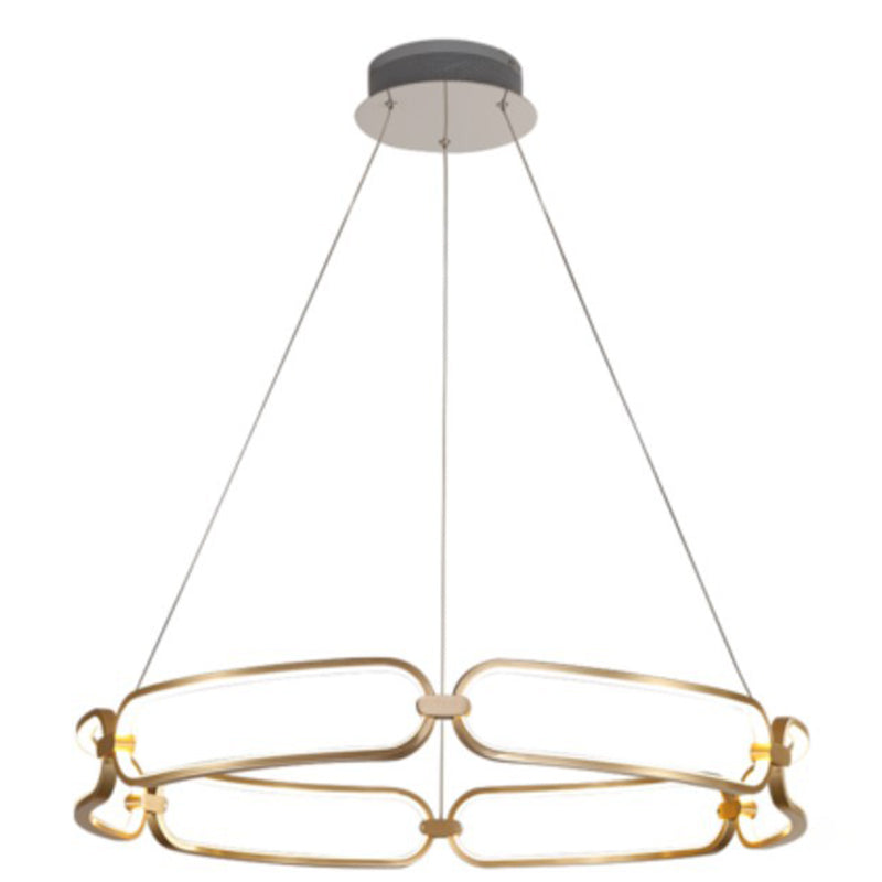 Luz de araña colgante de círculo Minimalismo de la sala de estar de metal Led colgante en oro