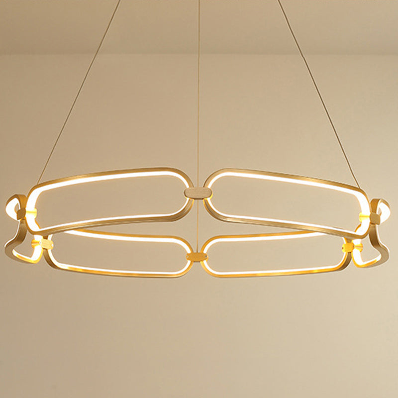 Luz de araña colgante de círculo Minimalismo de la sala de estar de metal Led colgante en oro