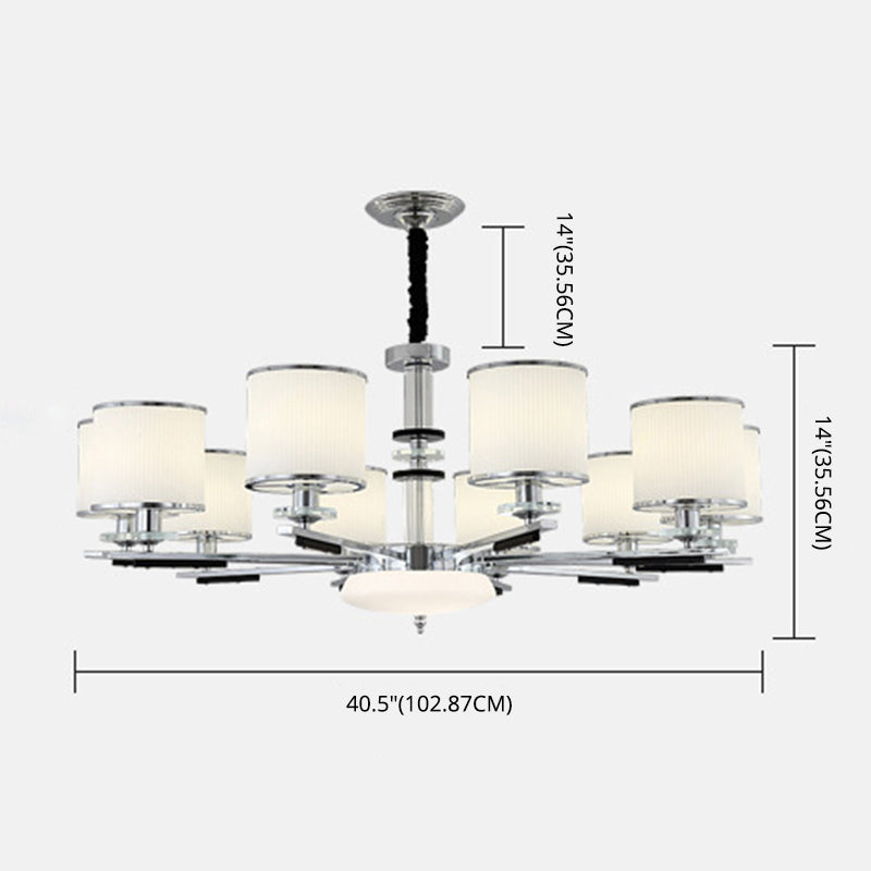 Luz de suspensión de estilo cilíndrico de vidrio de costilla blanca para sala de estar para sala de estar