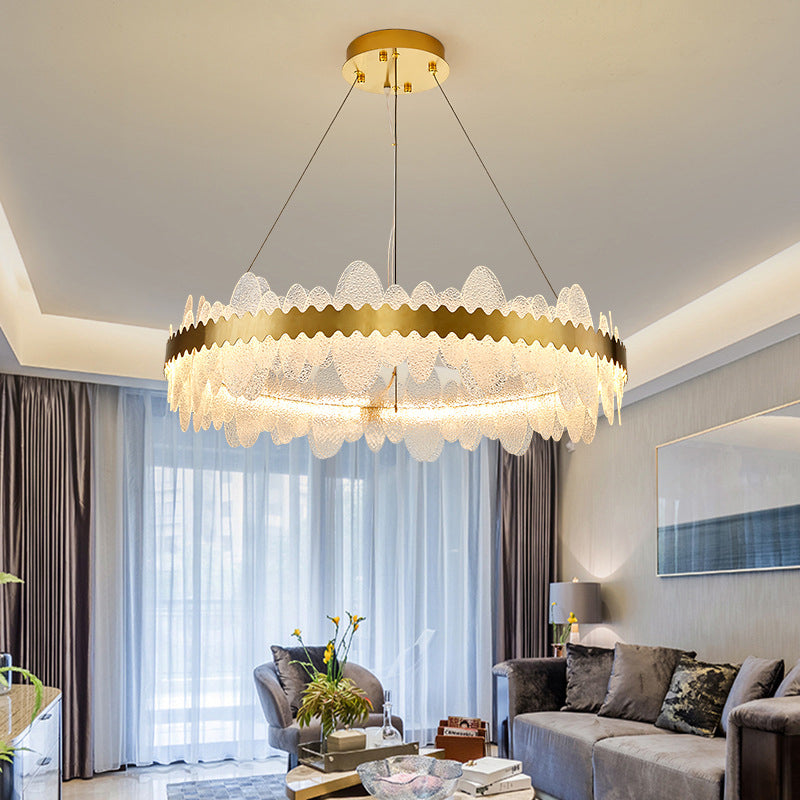 Luz de techo minimalista de vidrio ondulado LED de vidrio ondulado de la sala de estar en oro