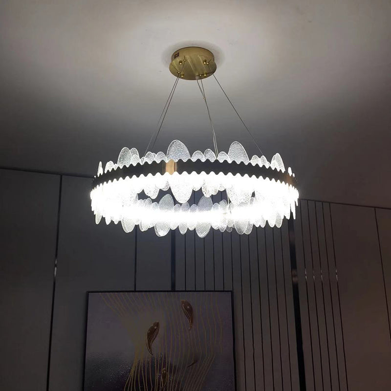 Luz de techo minimalista de vidrio ondulado LED de vidrio ondulado de la sala de estar en oro