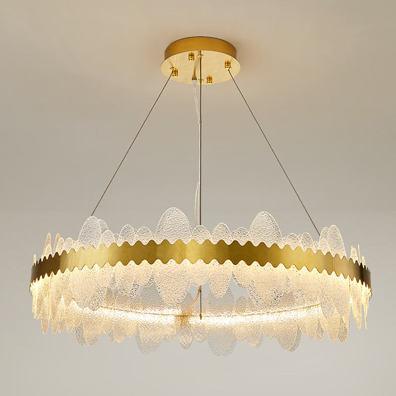 Luz de techo minimalista de vidrio ondulado LED de vidrio ondulado de la sala de estar en oro