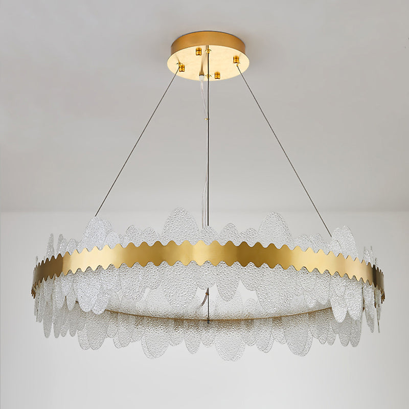 Luz de techo minimalista de vidrio ondulado LED de vidrio ondulado de la sala de estar en oro