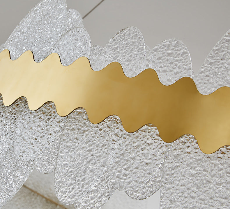 Luz de techo minimalista de vidrio ondulado LED de vidrio ondulado de la sala de estar en oro