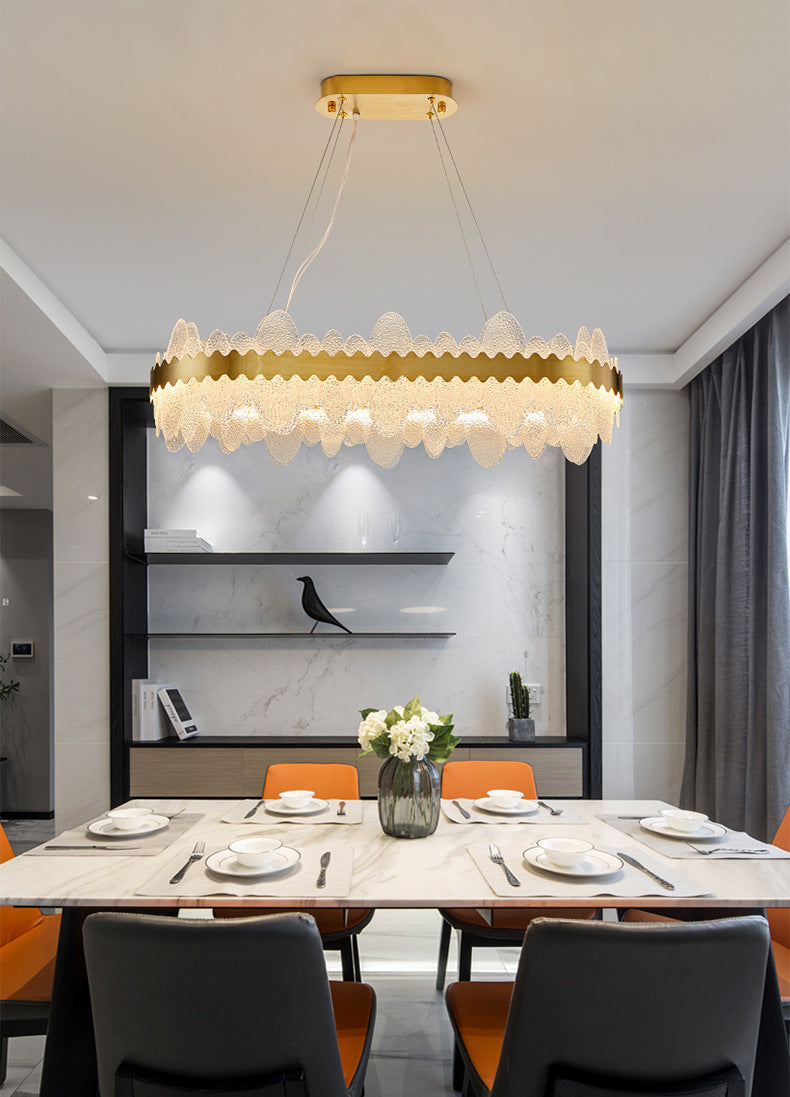 Luz de techo minimalista de vidrio ondulado LED de vidrio ondulado de la sala de estar en oro