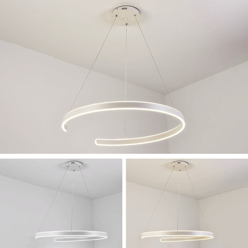 Luz de colgante de colgante de metal LED de estilo moderno de lámpara en forma de C en forma de C