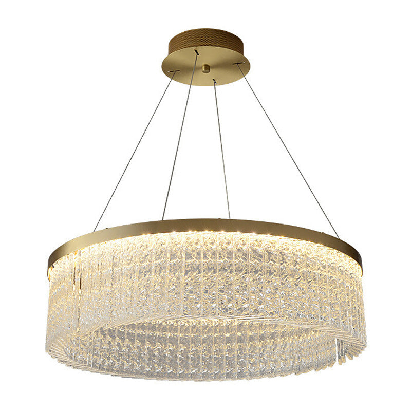 Minimalistic Chandelier Gold Geometric Shaped LED Hanging Island Light with Crystal Shade