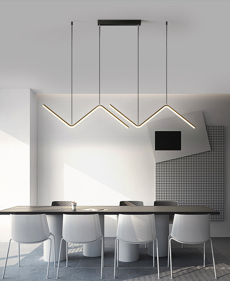 Geometric Lines Design Minimalism Island Light 35.5" Wide Nordic Style LED Suspension Lamp for Dining Room