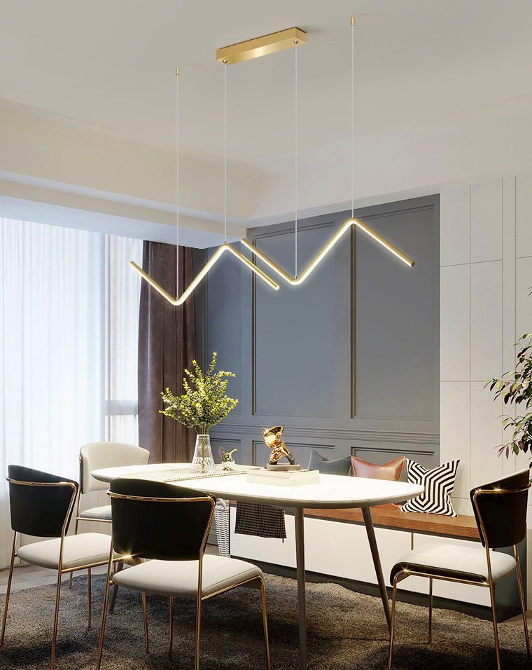 Geometric Lines Design Minimalism Island Light 35.5" Wide Nordic Style LED Suspension Lamp for Dining Room