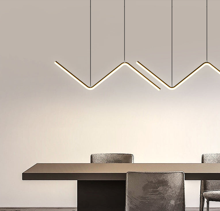 Geometric Lines Design Minimalism Island Light 35.5" Wide Nordic Style LED Suspension Lamp for Dining Room