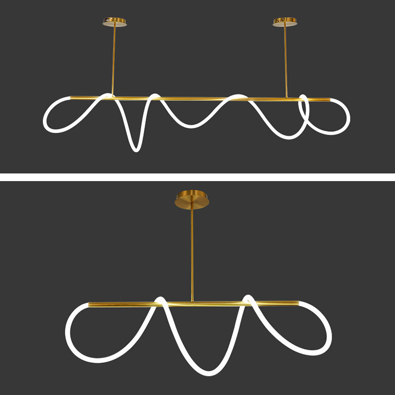 Minimalism Nordic Style LED Island Light Soft Silicone Lampshade Home Decorative Lighting Fixture in Gold