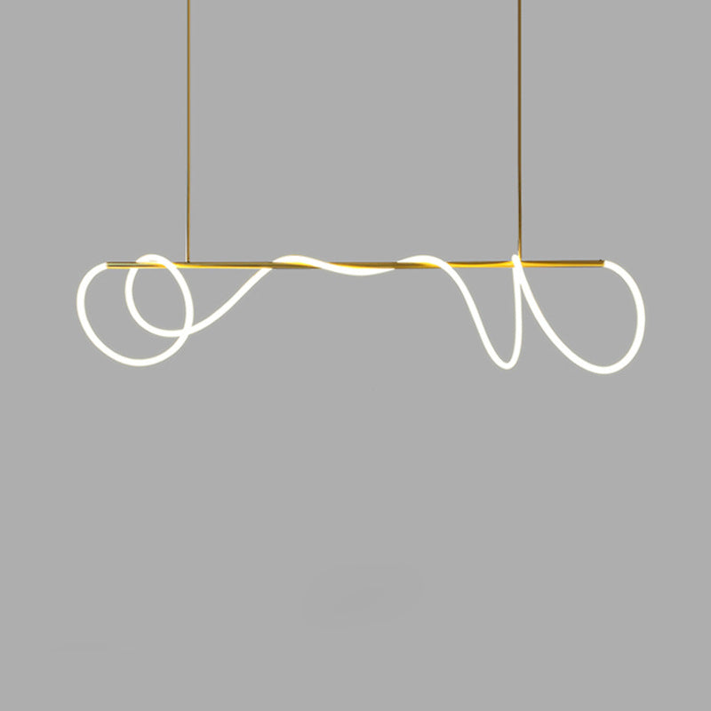 Minimalism Nordic Style LED Island Light Soft Silicone Lampshade Home Decorative Lighting Fixture in Gold