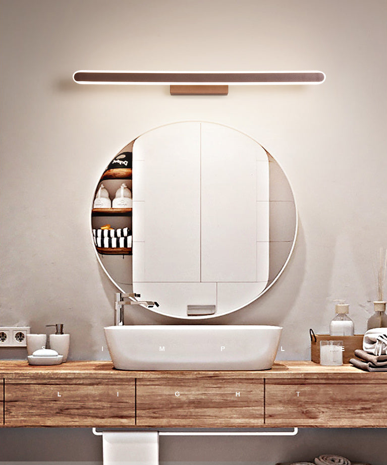 Metal Linear Wall Mounted Light Minimalist Style LED Wall Light Sconce in Coffee