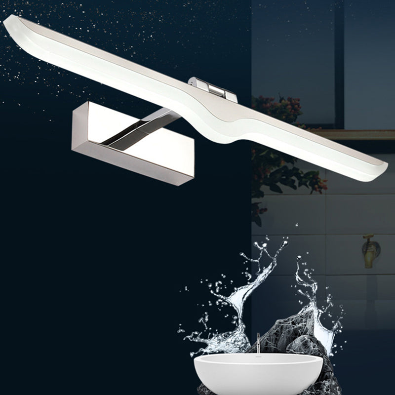 Chrome Shaded Wall Sconce Lighting Minimalist LED Metal Sconce Light Fixture for Shower Room
