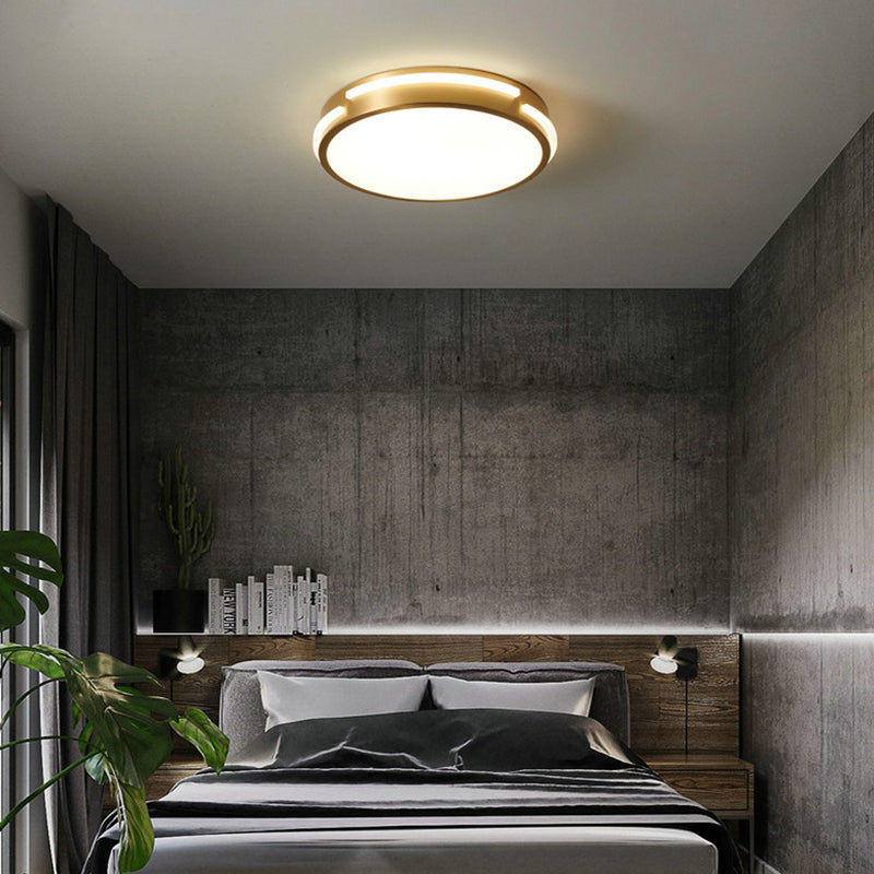 Drum Shape Metalen Plafond Verlichting Moderne Minimalistische Stijl LED Woonkamer Flush Lamp in Goud