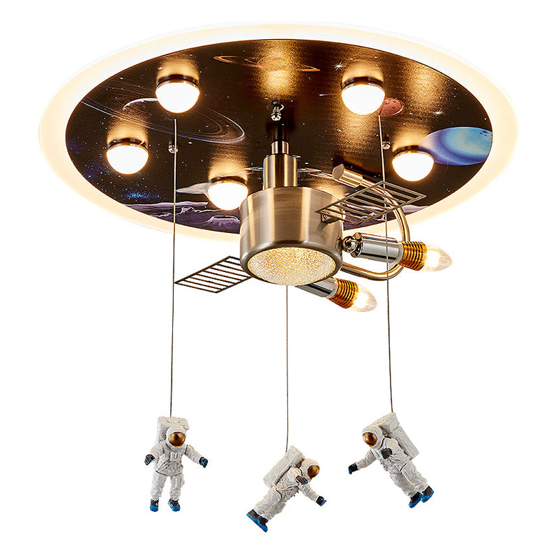 Art Deco metalen inbouwlamp Cartoon Spaceman inbouwspot voor kinderkamer
