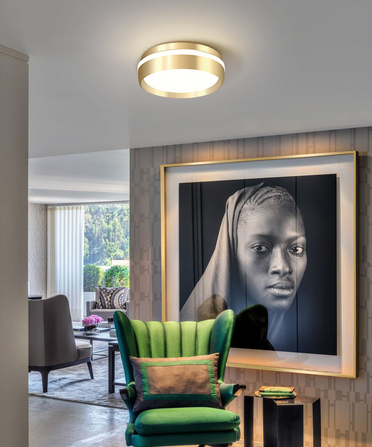 Gouden ronde inbouwlamp moderne stijl metalen LED inbouwverlichting voor slaapkamer