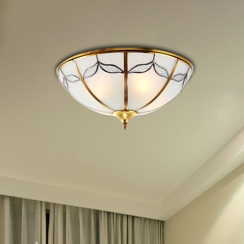 Plafoniera da soffitto a incasso larga in vetro smerigliato da 14"/18"/21,5" Tradizionale a 2/3/4 luci Illuminazione per camera da letto con montaggio ad incasso in oro