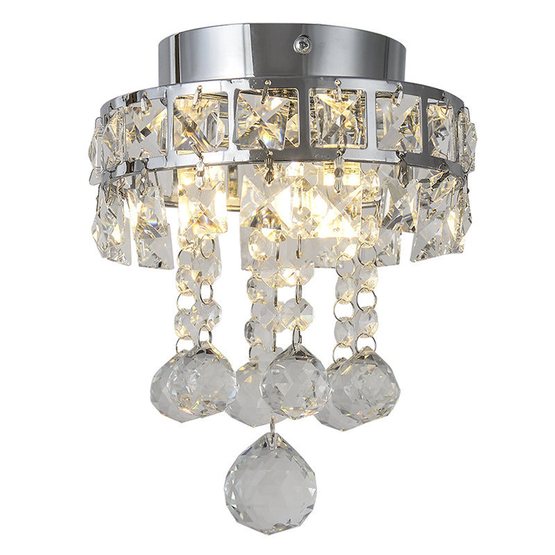 Modern Silver Ceiling Flush Mount Light Droplets Crystal Living Room Flush Mount Lighting