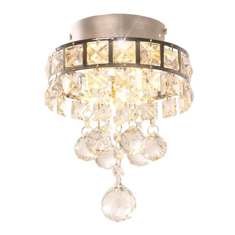 Modern Silver Ceiling Flush Mount Light Droplets Crystal Living Room Flush Mount Lighting