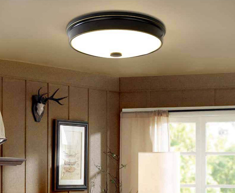Rustic Simple Metal Flush Mount Ceiling Lamp Round Shape LED Flush Mount Lighting for Bedroom